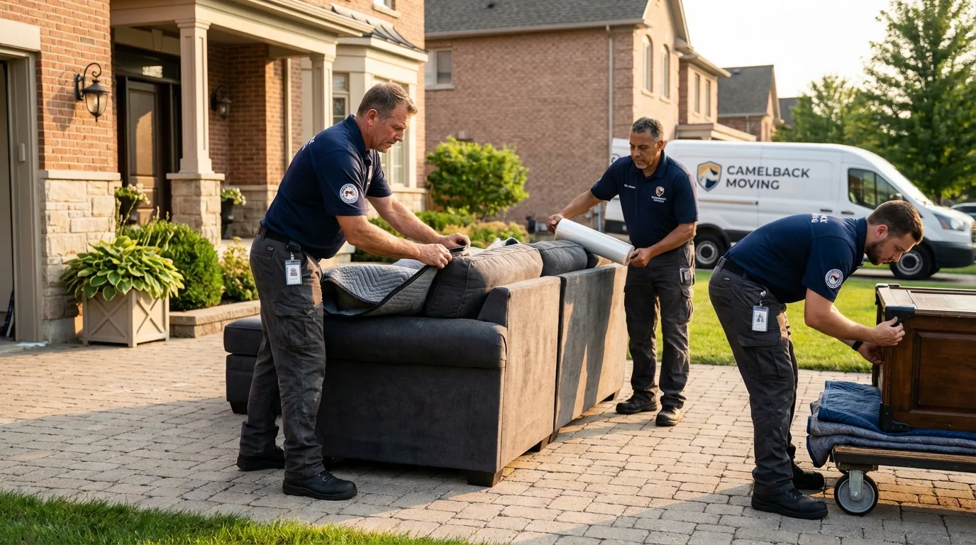 Large estate moving crew wrapping furniture in Otterbein, IN