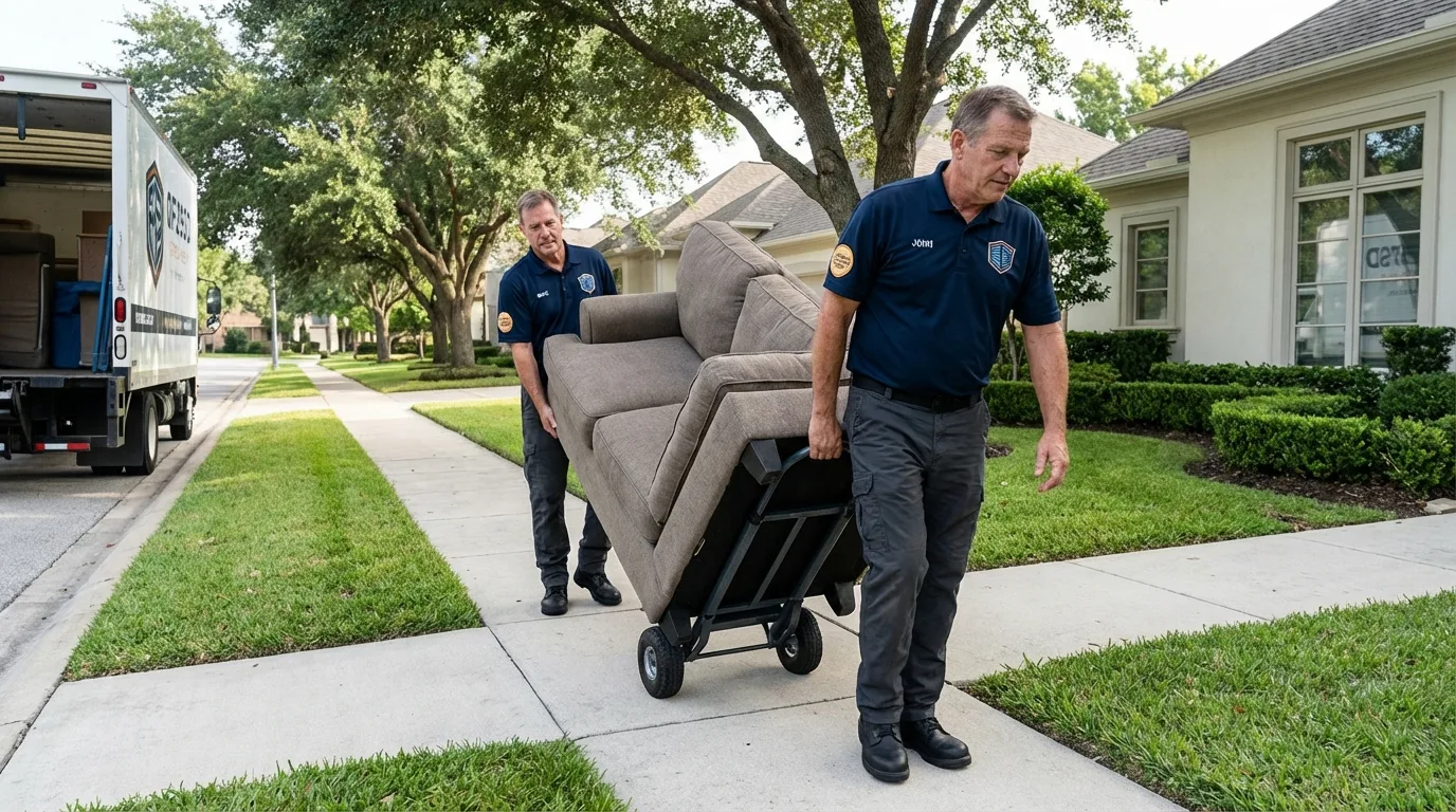 Local residential moving crew loading furniture in Otterbein, IN